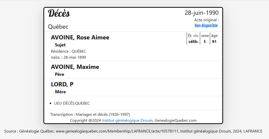 Mention du décès