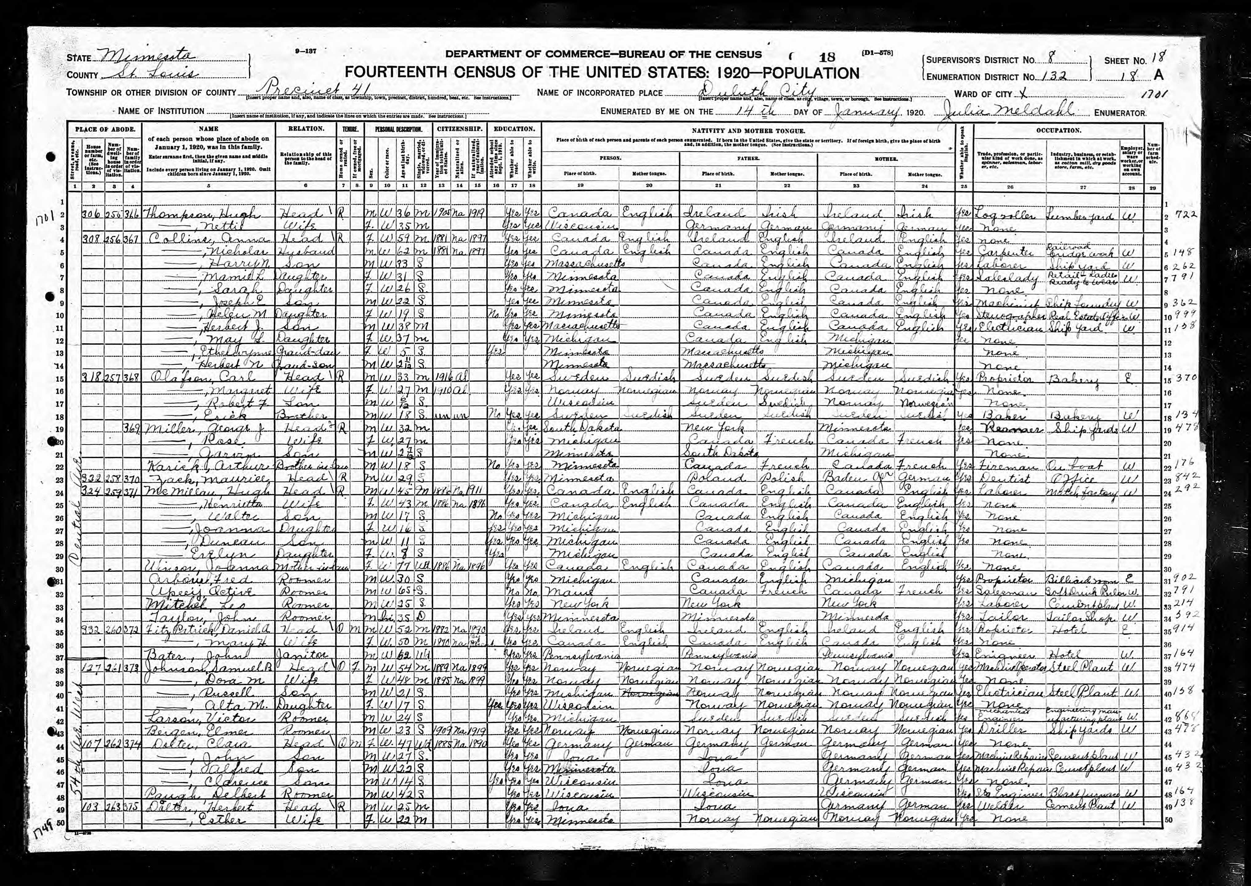 Recensement fédéral américain 1920
