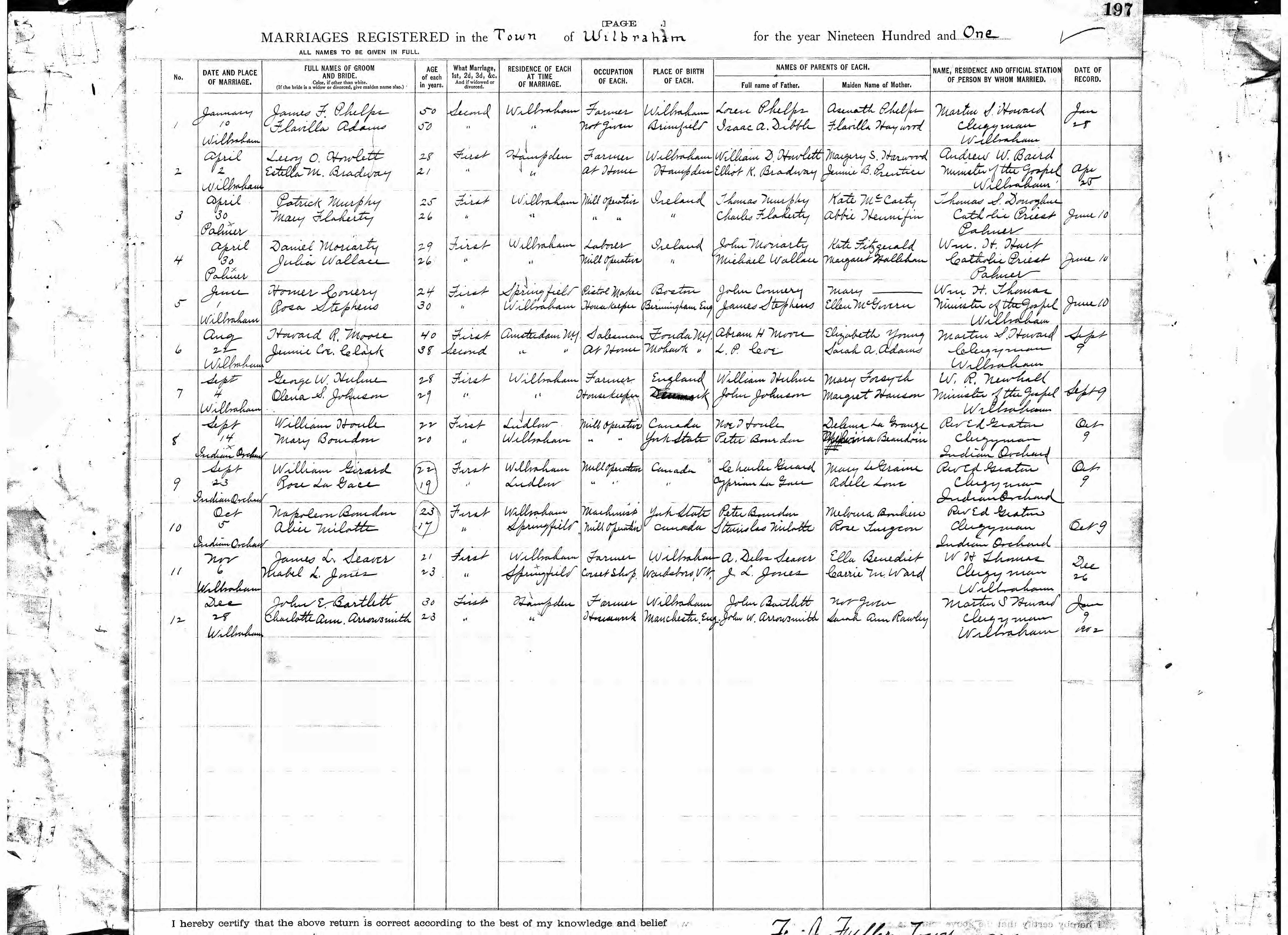 Enregistrement du mariage
