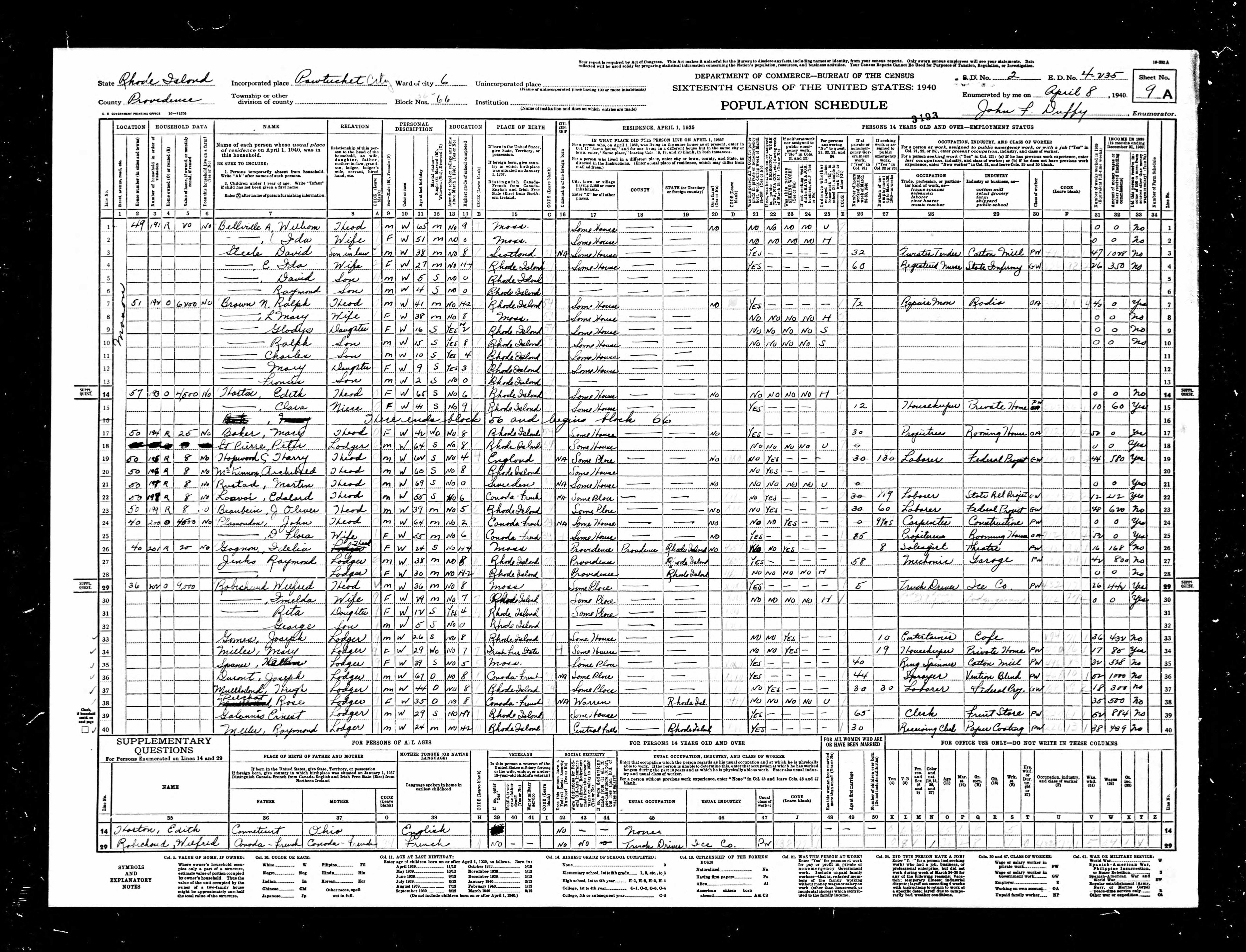 Recensement fédéral américain 1940