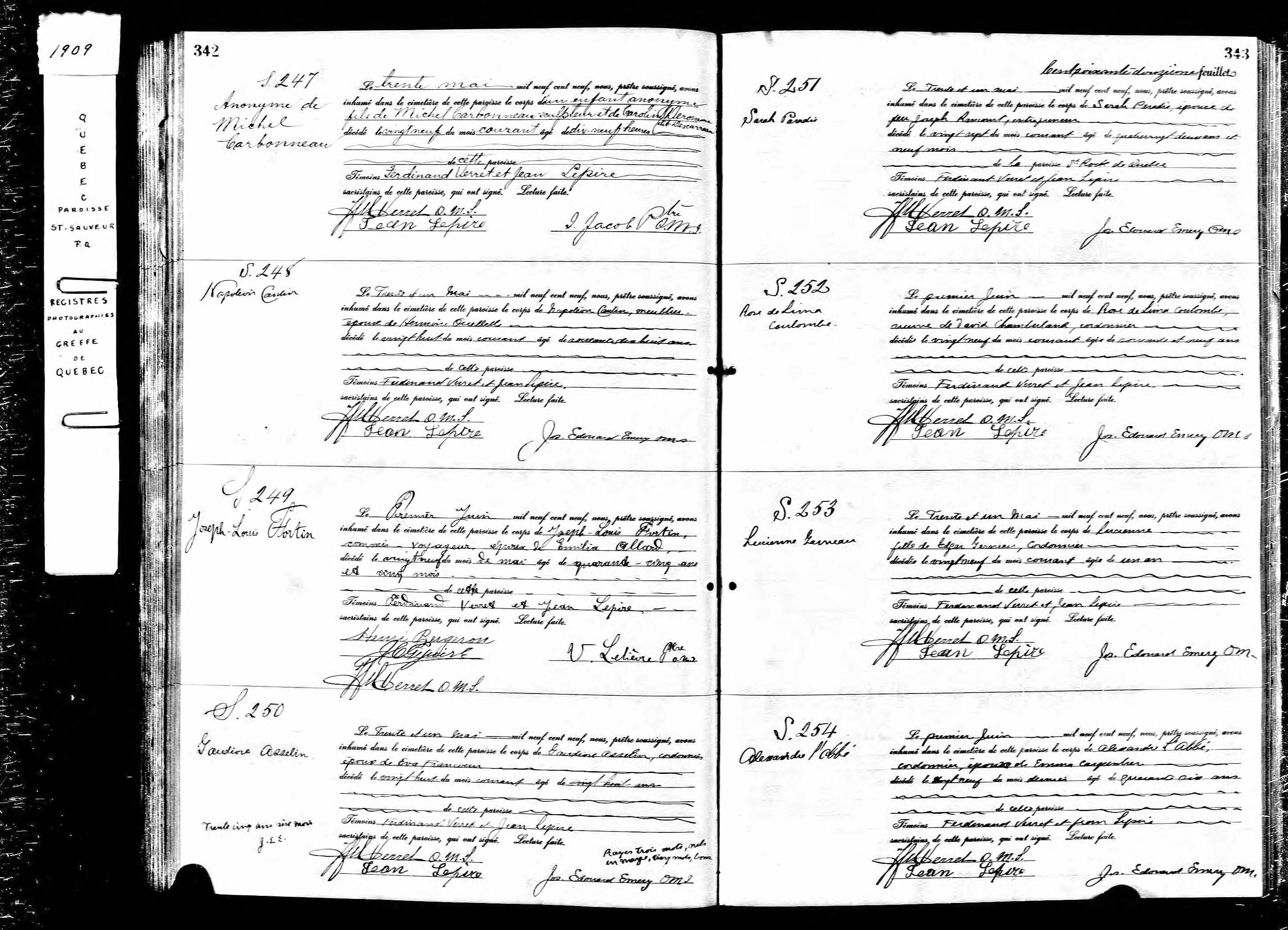 Acte de sépulture