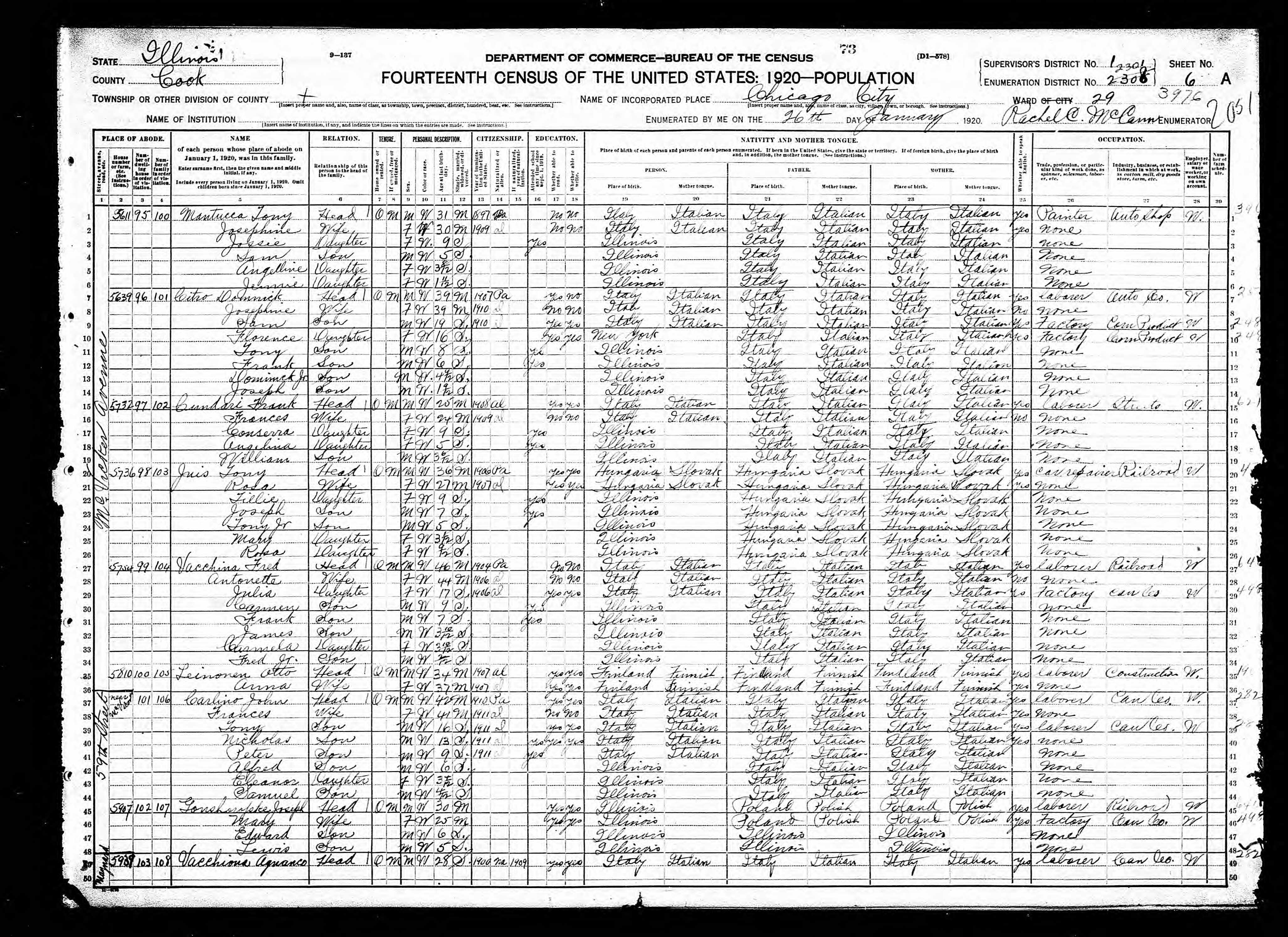 Recensement fédéral américain 1920
