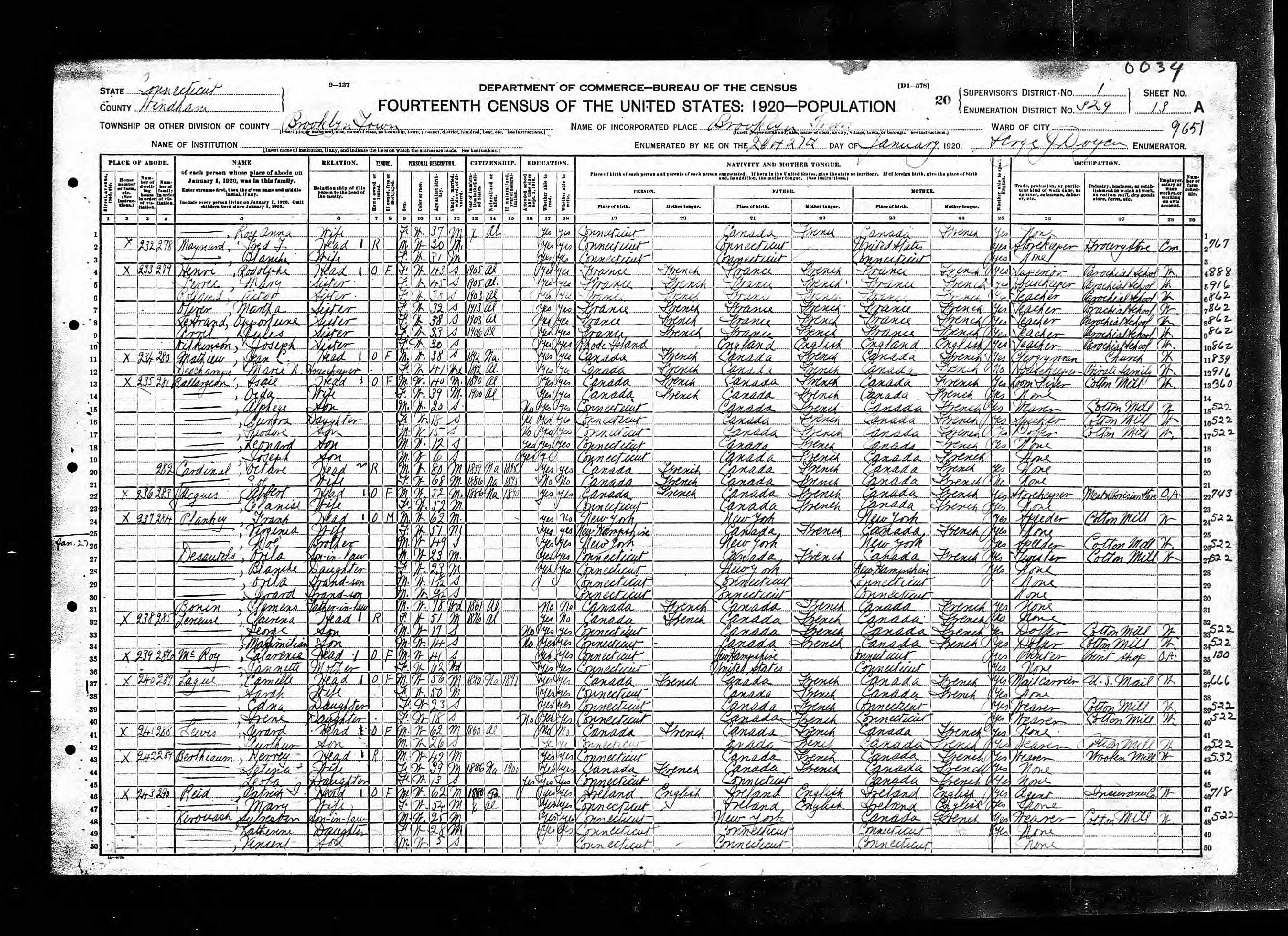 Recensement fédéral américain 1920