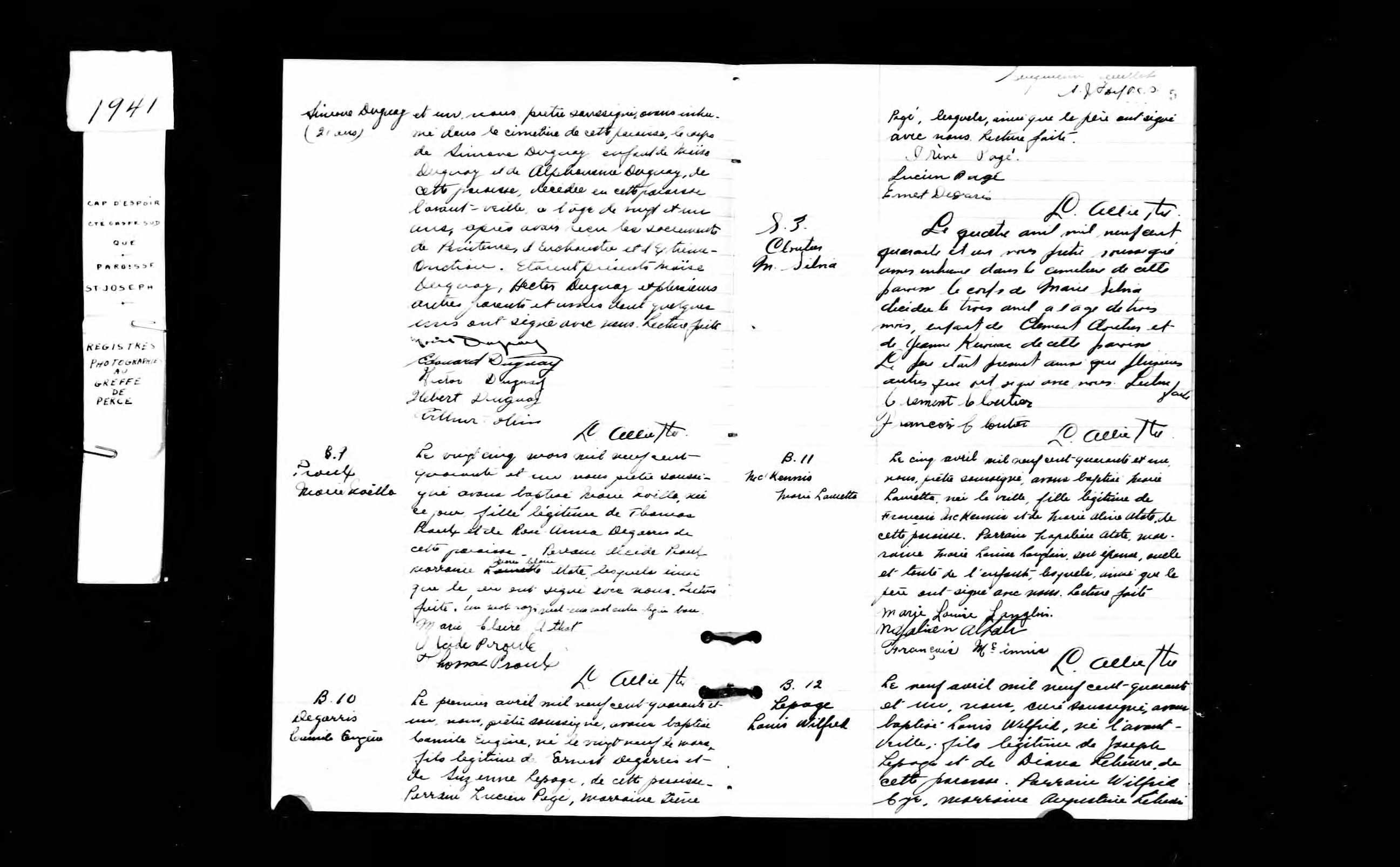 Acte de sépulture