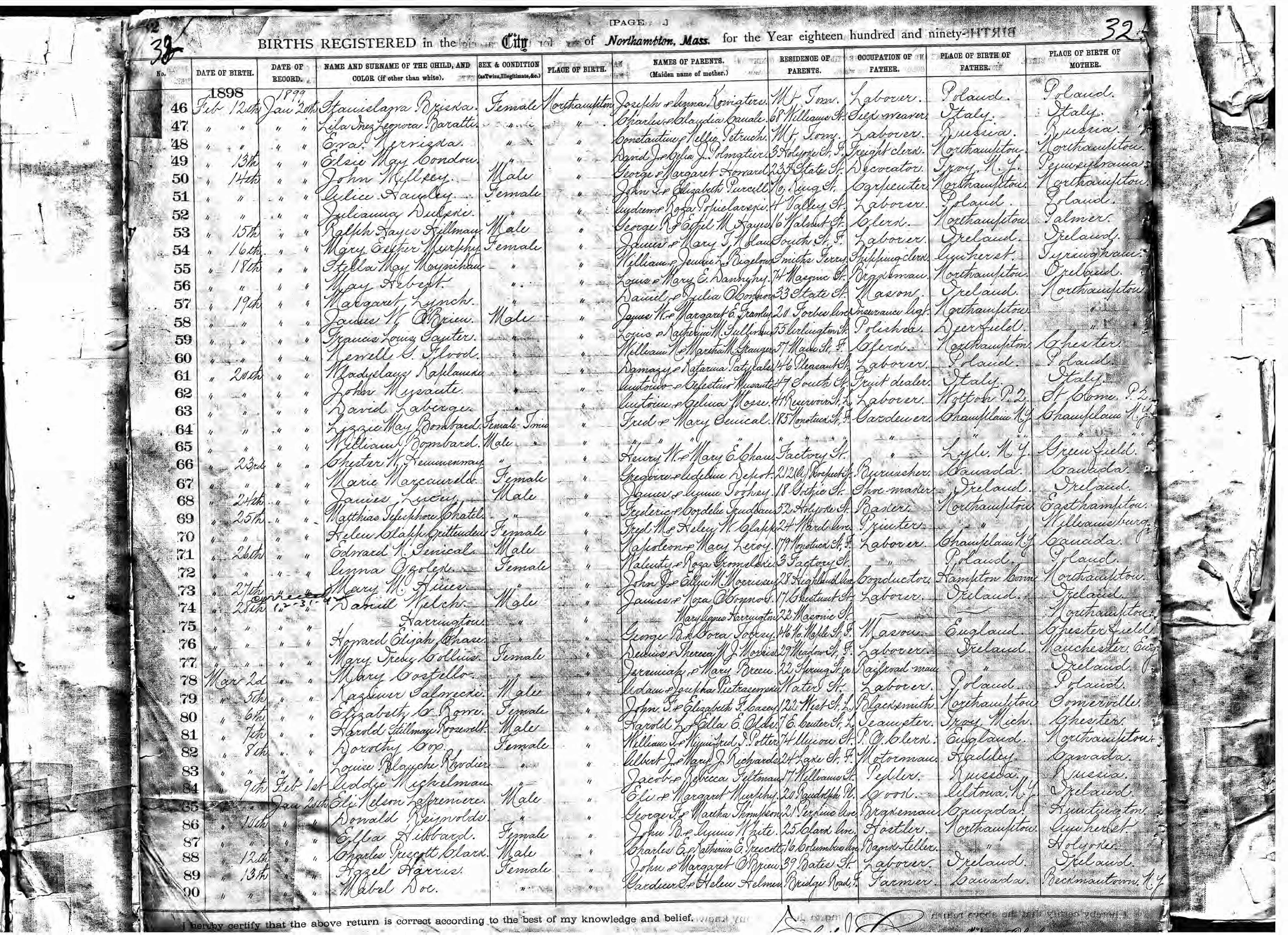 Enregistrement de la naissance