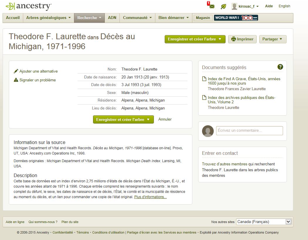 Mention de la date de naissance et de décès