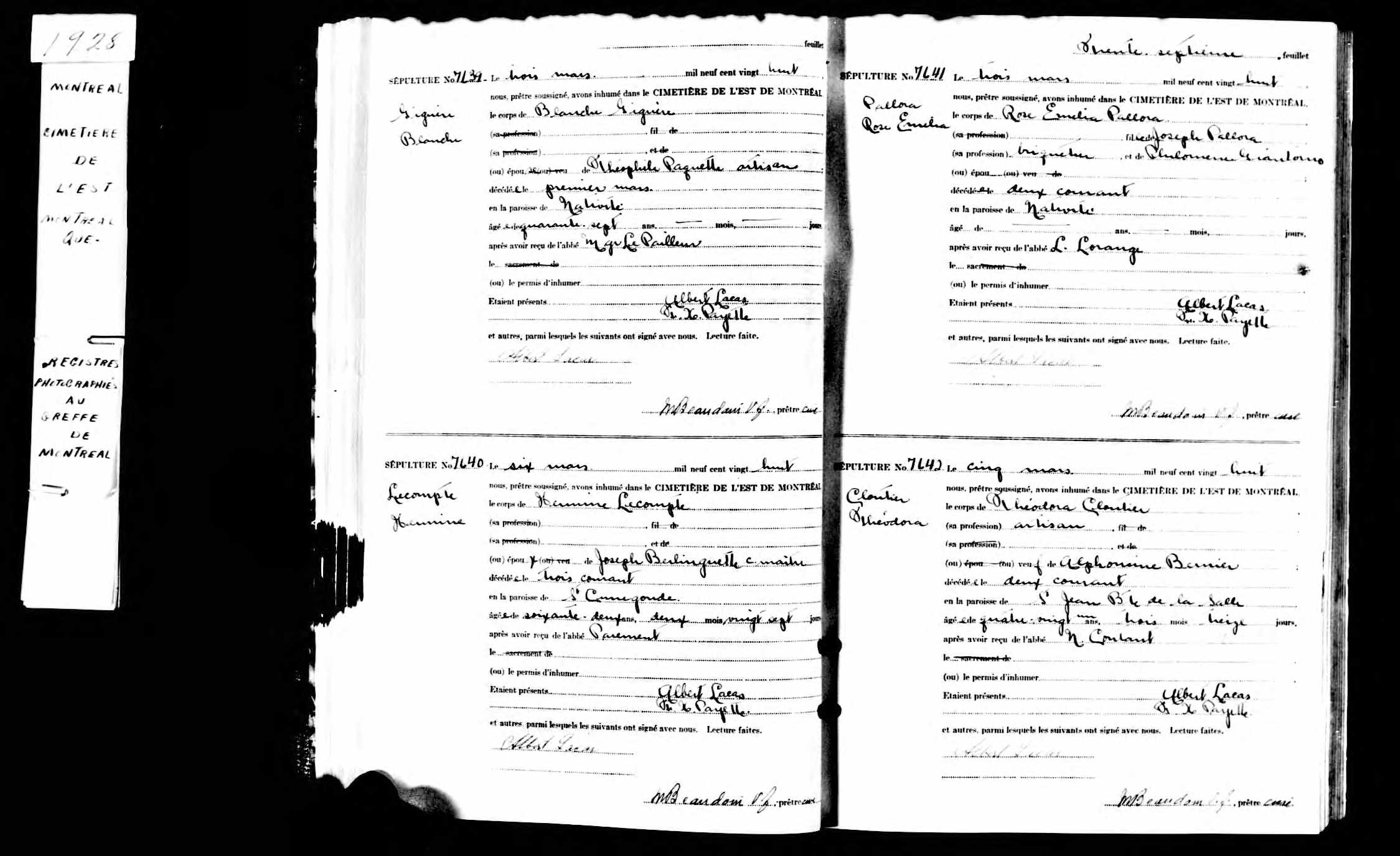 Acte de sépulture