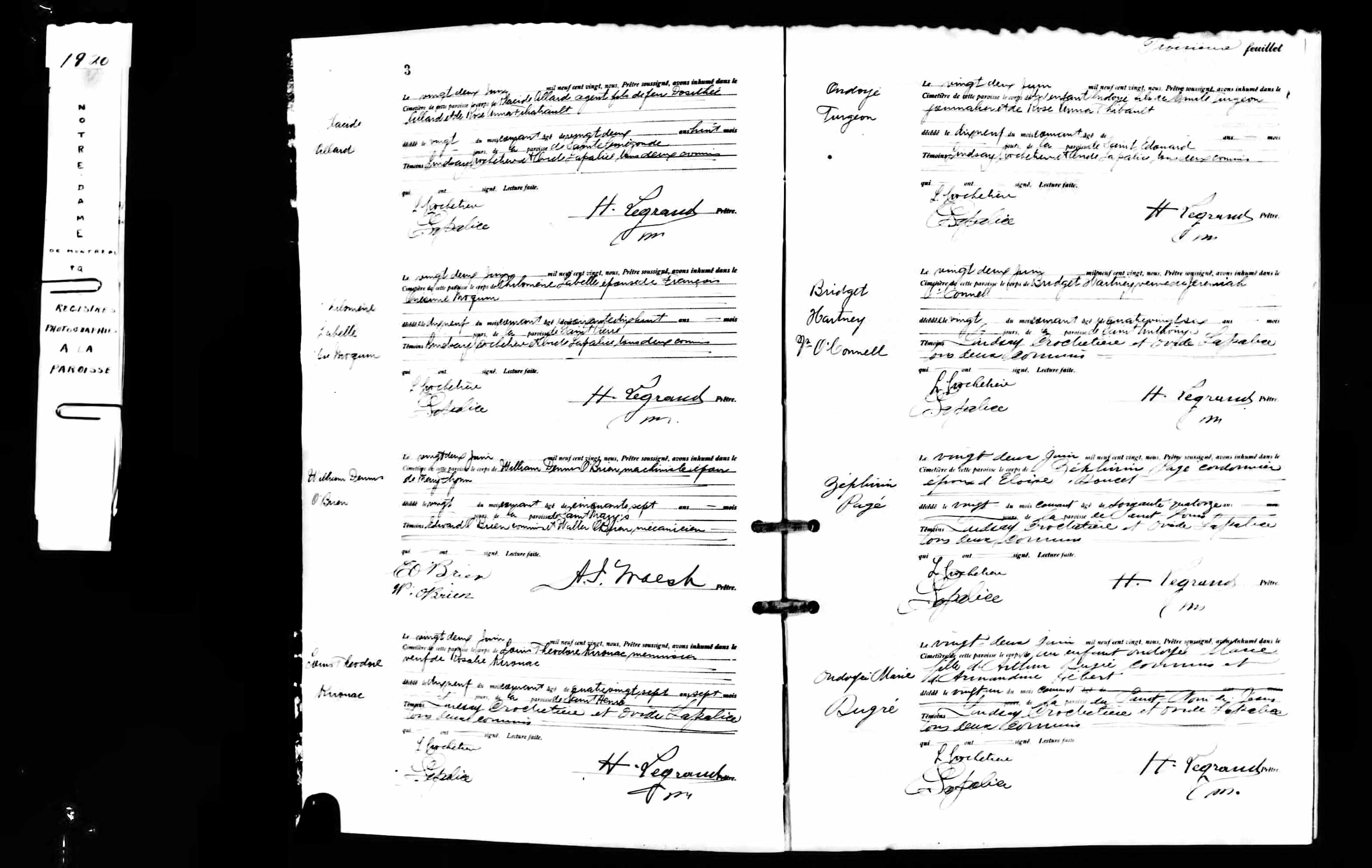 Acte de sépulture Acte de sépulture
