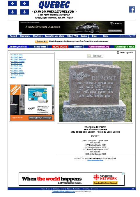 Mention du lieu de sépulture