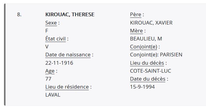 Mention du décès