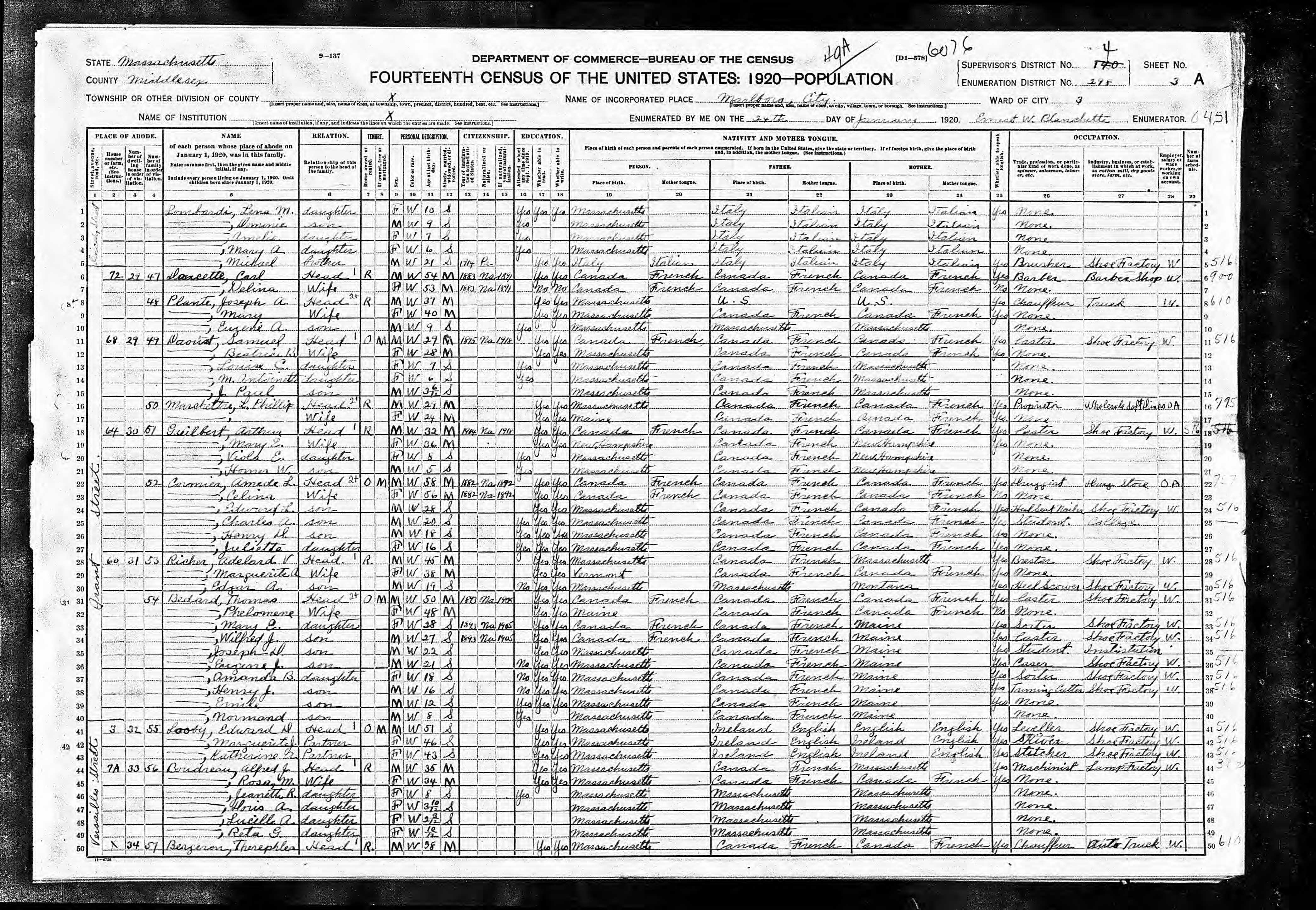 Recensement fédéral américain 1920