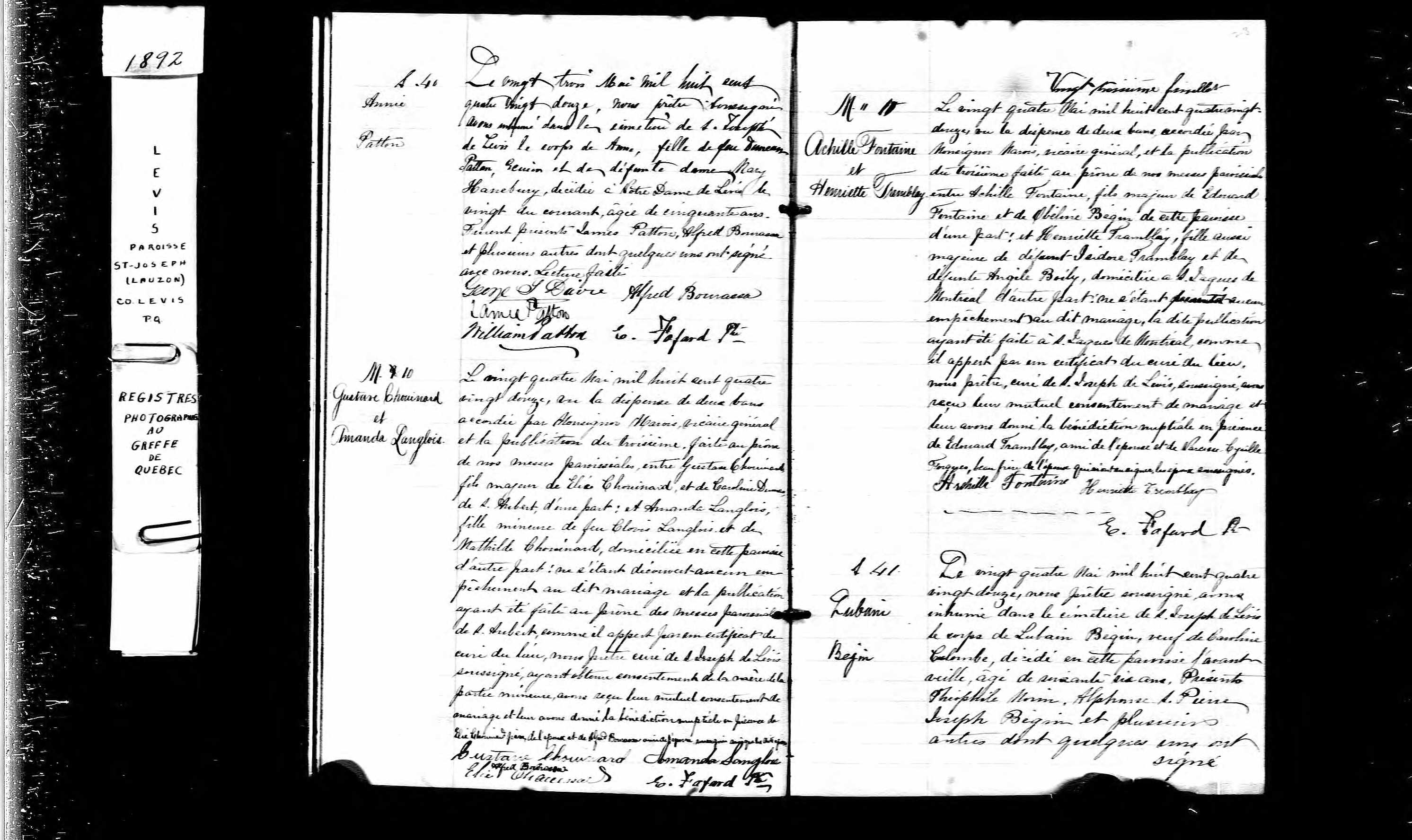 Acte de sépulture Acte de sépulture