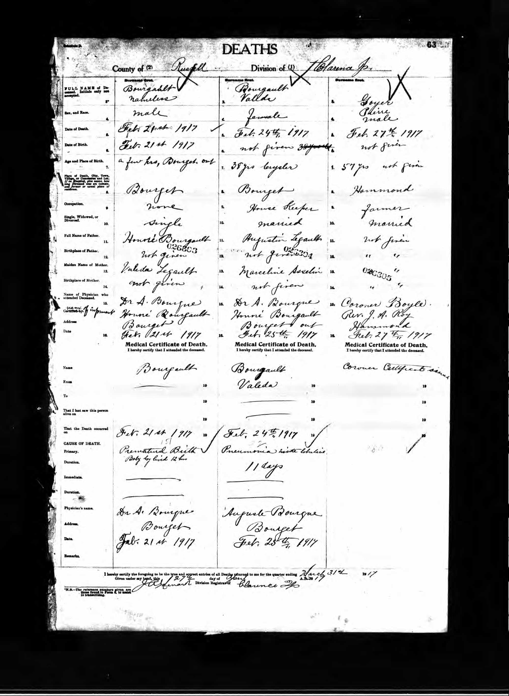 Enregistrement du décès