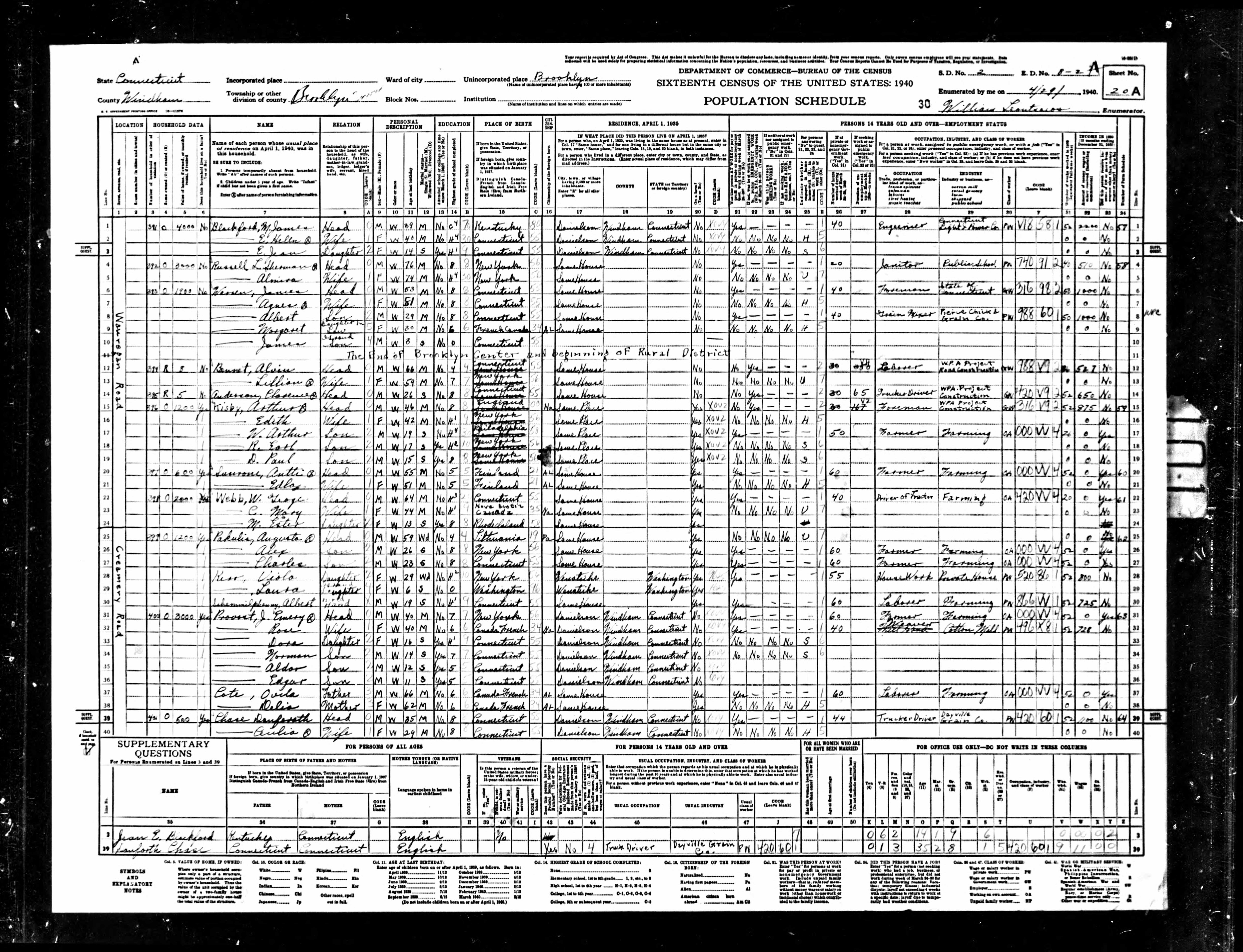 Recensement fédéral américain 1940