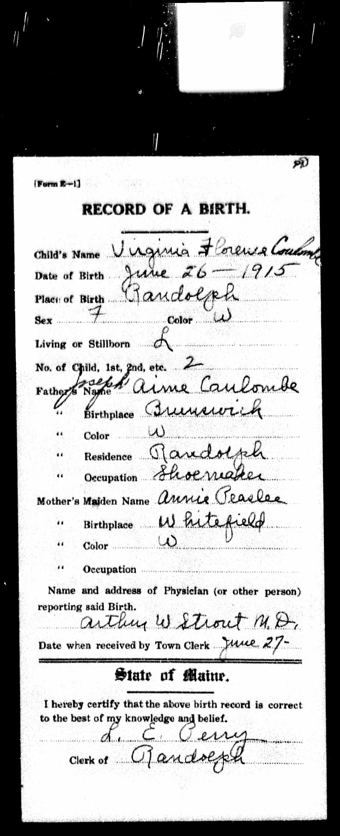 Enregistrement de la naissance