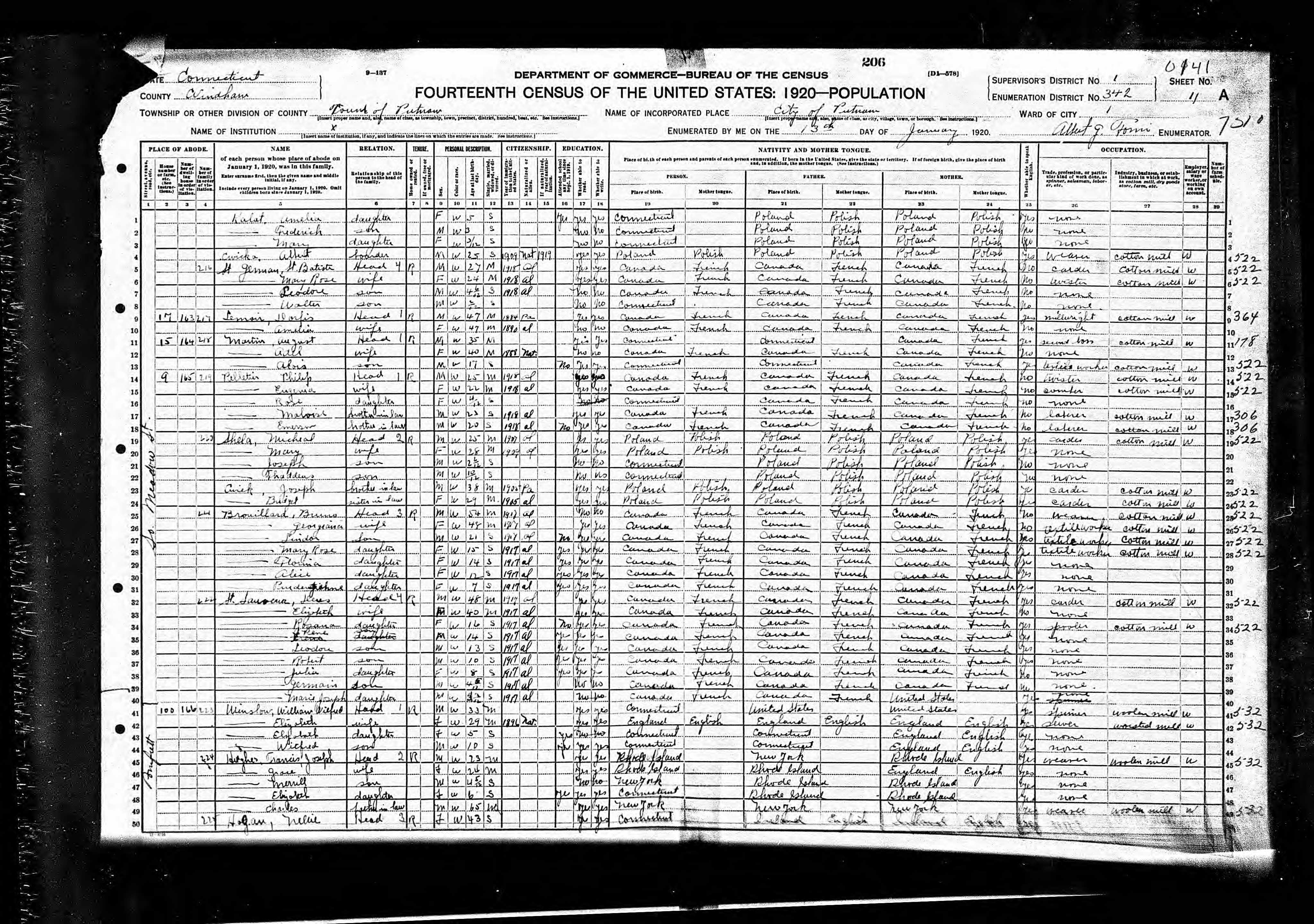 Recensement fédéral américain 1920