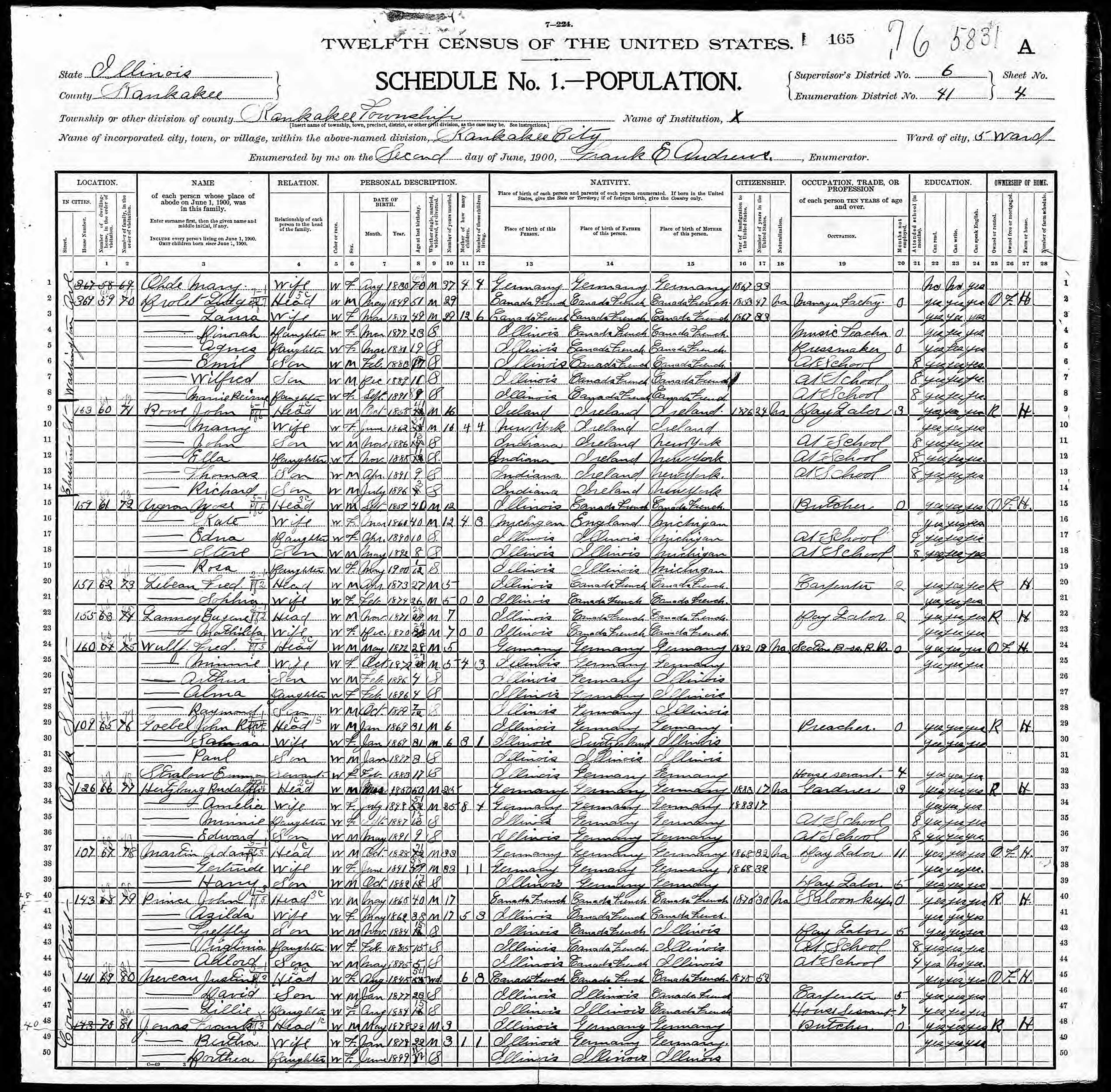 Recensement fédéral américain 1900