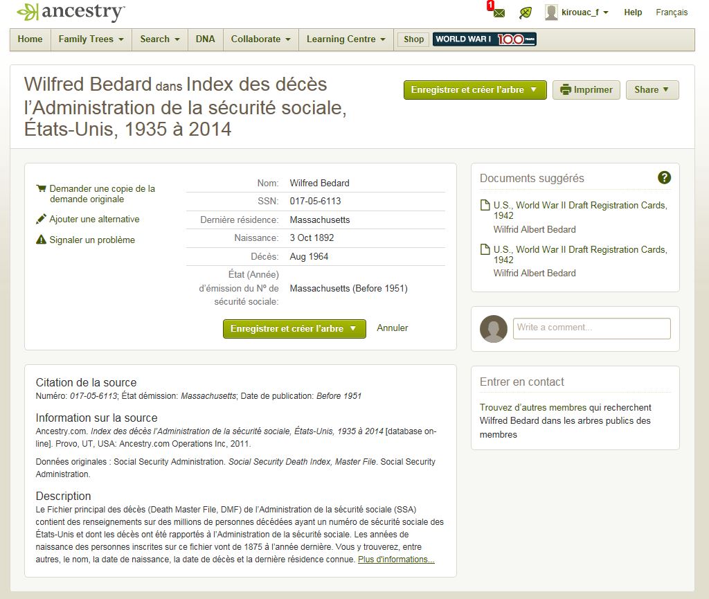 Mention du décès