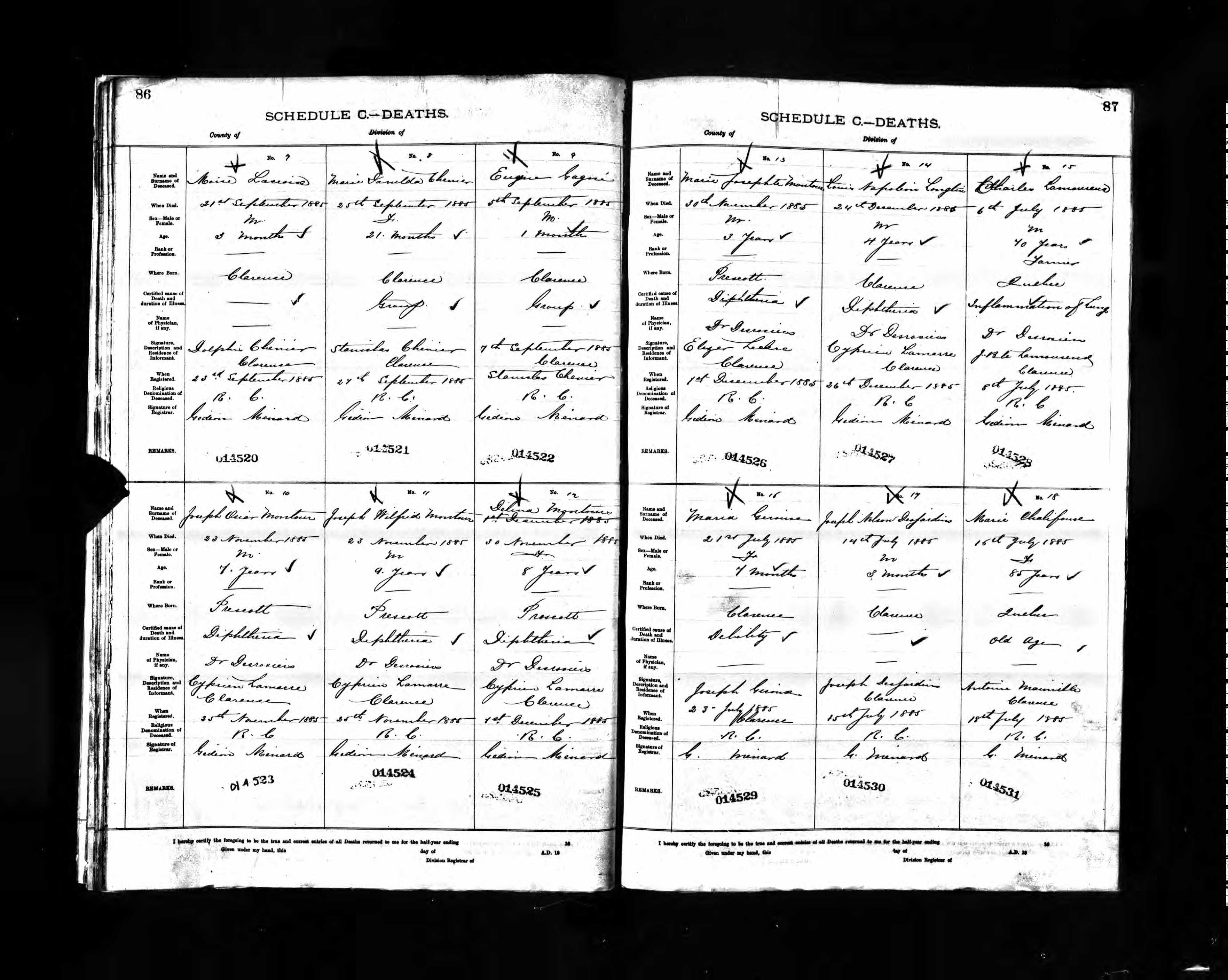 Enregistrement du décès