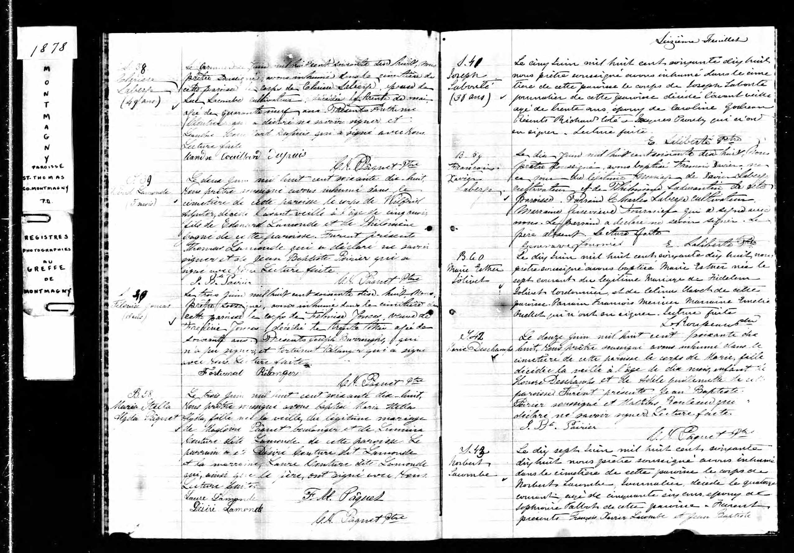 Acte de sépulture Acte de sépulture
