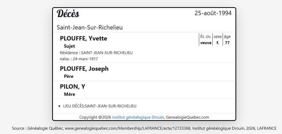 Mention du décès