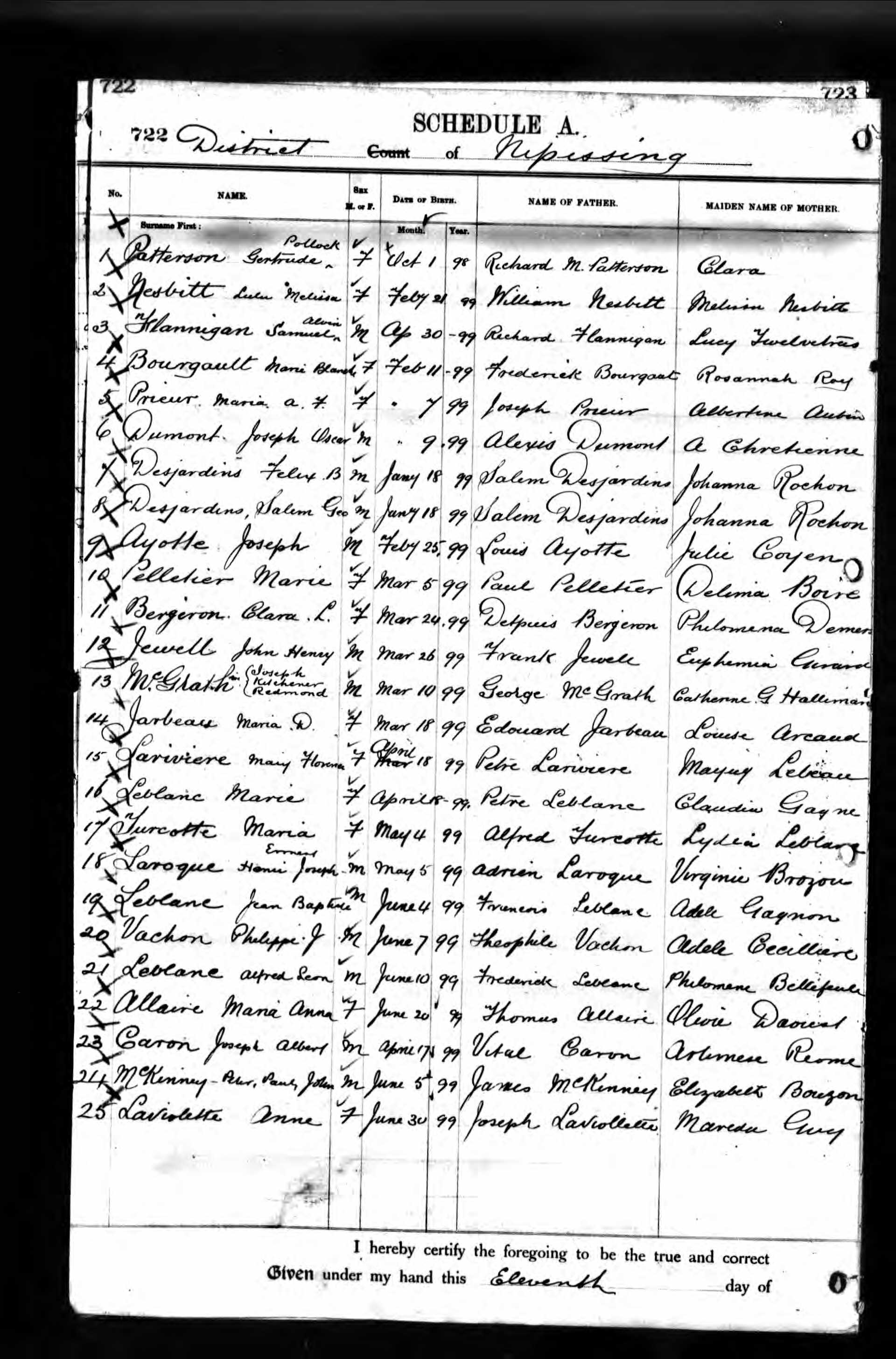 Enregistrement de la naissance